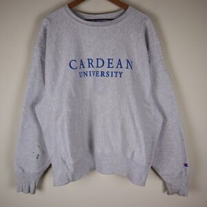 Cardean University Reverse Weave Sweatshirt Vintage 90s Champion Size XL 25.5x26
